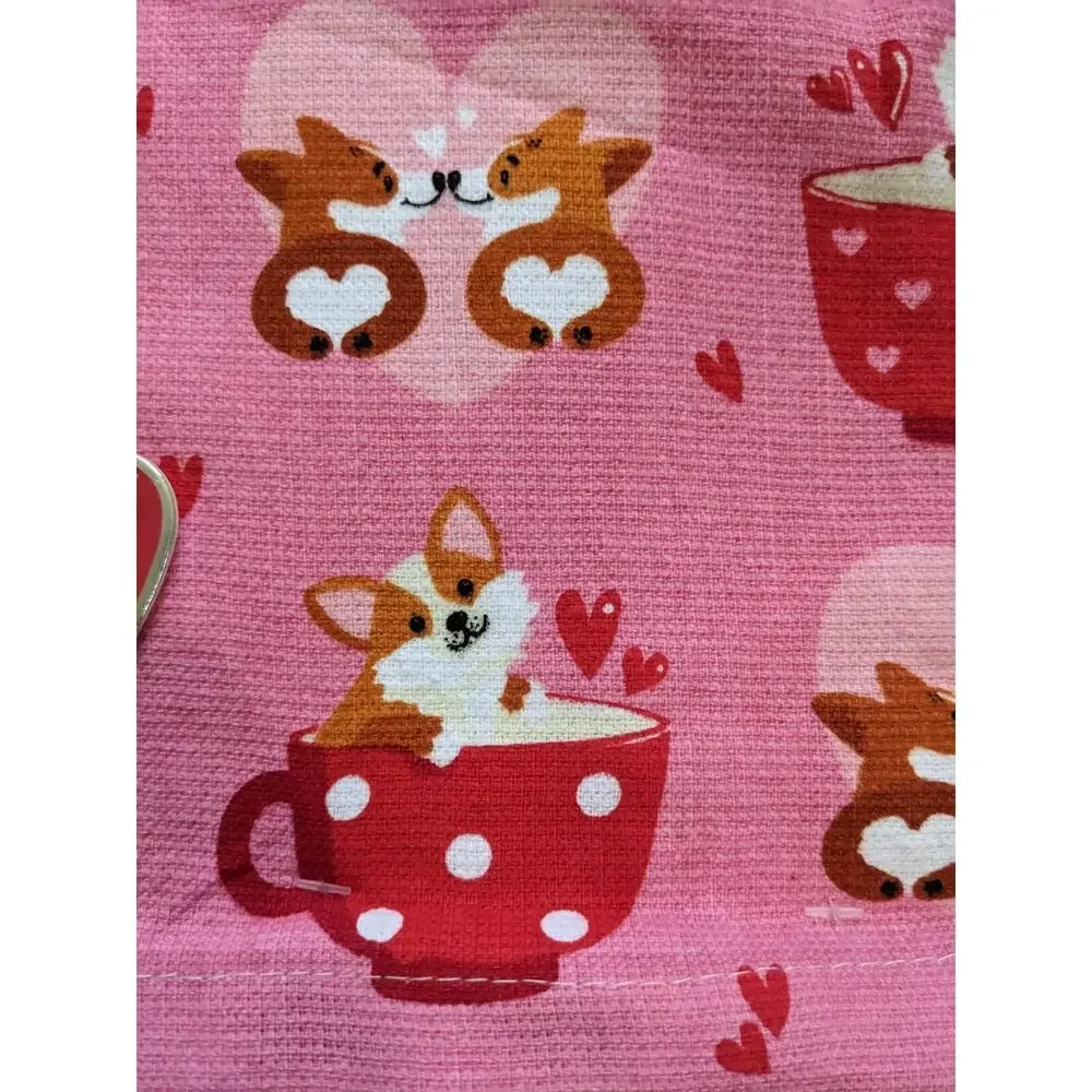 Set Pack 2 Cardigan Welsh Corgi Kitchen Dish Towel Heart Love Valentine Day New